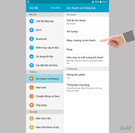Chọn nhạc chuông và âm thanh